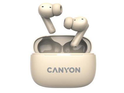 Canyon TWS-10, On Go, 10 ANC, True Wireless Bluetooth slúchadlá do uší, nabíjacia stanica v kazete, béžové CNS-TWS10BG