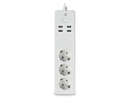 NEDIS Wi-Fi chytrý prodlužovací přívod/ 3x zásuvka typu F/ 16A/ 4x USB/ 1,8m/ Android/ iOS/ Nedis® SmartLife/ bílá WIFIP312FWT