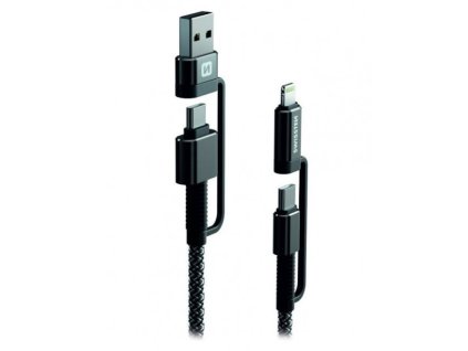 Swissten Datový kabel KEVLAR 4in1 3A 1,5 M ANTRACIT 74501101