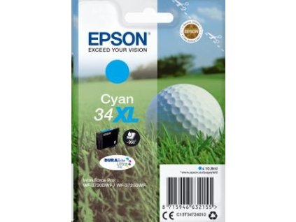 Atramentová tyčinka EPSON Singlepack "Golf" Cyan 34XL DURABrite Ultra Ink 10,8 ml C13T34724010