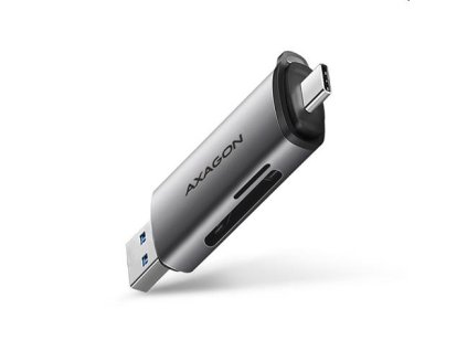 AXAGON CRE-SAC, USB3.2 Gen 1 Type-C + Type-A externá čítačka kariet SD/microSD, podpora UHS-I CRE-SAC