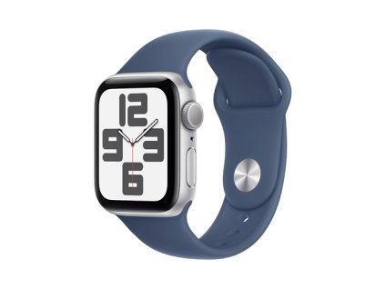 Apple Watch SE GPS 40mm Silver Aluminium Case with Denim Sport Band - M/L MXED3QC/A