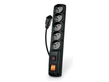 Acar F5 IEC 5m kábel, 5 zásuviek, prepäťová ochrana, C14 do UPS, čierny ppacarf5-5iec