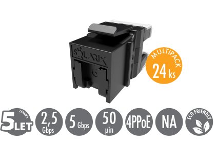 MULTIPACK 24 ks - rýchlozarezávací keystone Solarix CAT6 UTP SXKJ-6-UTP-BK-NA Comp. Level a 4PPoE 25286813