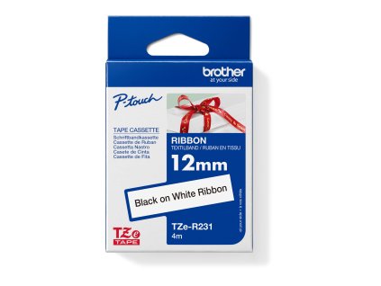 TZE-R231, čierna tlač na biele, šírka 12 mm TZER231