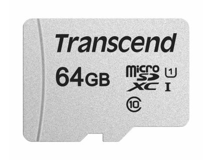 Karta TRANSCEND MicroSDXC 64GB 300S, UHS-I U1 + adaptér TS64GUSD300S-A