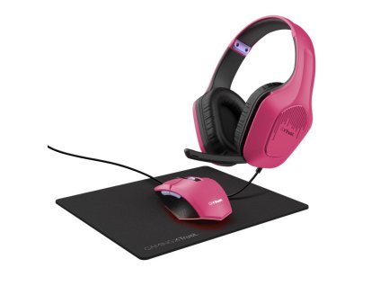 TRUST Sada sluchátka + myš + mousepad GXT 790 3v1 Gaming Bundle, růžová 25179