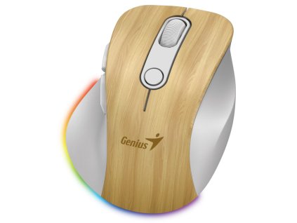 GENIUS Ergo 9000S Pro Pine Wood/ duální Bluetooth+2,4GHz/ 2400dpi/ bezdrátová/ 6 tlačítek/ dobíjecí/ RGB/ barva borovice 31030039407