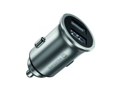 Swissten cl adaptér 2x usb 4,8a metal stříbrný 20115100