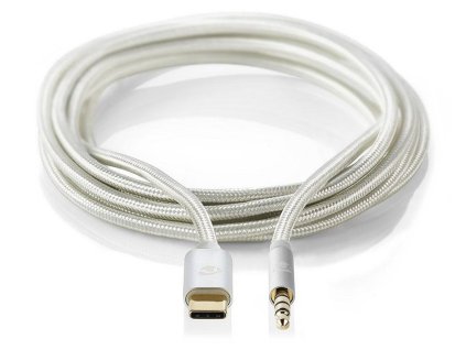 NEDIS PROFIGOLD USB-C/USB 2.0 adaptér/ USB-C zástrčka - 3,5 jack mm zástrčka/ nylon/ stříbrný/ BOX/ 1m CCTB65940AL10