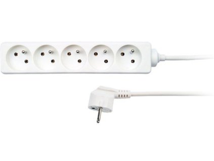 Solight predlžovací prívod, 5 zásuviek, biely, 2m PP41
