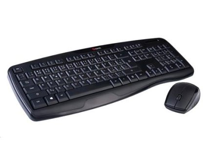 Klávesnica C-TECH WLKMC-02, bezdrôtový combo set s myšou, ERGO, čierny, USB, CZ/SK WLKMC-02