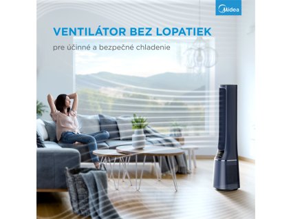 Smart ventilátor a cisticka vzduchu bez lopatiek,WiFi,dialkove ovládanie,H13 HEPA filter,10 rýchlostí,ION,48m2,casovac AMS150-PBW