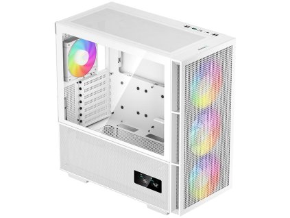 DEEPCOOL skříň CH560 Digital / MidT/ 3x140 a 120mm ARGB fan / USB 3.0 / USB-C/ tvrzené sklo / digitální displej / bílá R-CH560-DIGITAL-WH