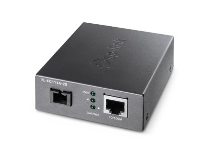 TP-LINK "10/100 Mbps RJ45 to 100 Mbps Single-mode SC WDM Bi-Directional Fiber ConverterPORT: 1× 100Mbps SC Port, 1× 10/ TL-FC111A-20