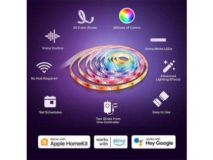 TP-LINK "Smart Light Strip, MulticolorSPEC: 2.4 GHz Wi-Fi, 802.11b/g/n, two 16.4 ft/5m RGBW+IC LED light strips, 2000lm Tapo L930-10