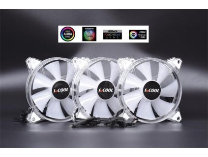 1stCOOL KIT AURA EVO CRYSTAL ARGB 3x CRYSTAL White 120mm ventilátor + ARGB Nano radič KIT-AURA-EVO-CR
