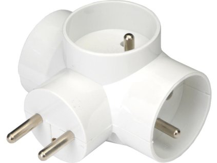 PremiumCord Roztrojka 230V 10A, 3x guľatá zásuvka, biela ppr02