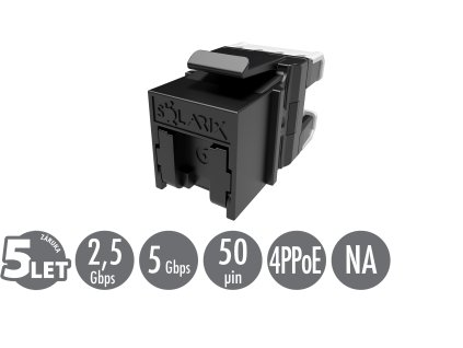 Rýchlozarezávacie keystone Solarix CAT6 UTP SXKJ-6-UTP-BK-NA Component Level a 4PPoE certifikácia 25286803