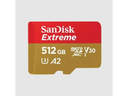 Karta SanDisk micro SDXC 512GB Extreme (190 MB/s Class 10, UHS-I U3 V30) + adaptér SDSQXAV-512G-GN6MA