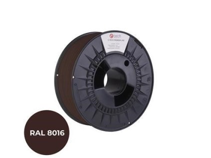 C-TECH Tisková struna (filament) PREMIUM LINE, PLA, mahagonová hnědá, RAL8016, 1,75mm, 1kg 3DF-P-PLA1.75-8016