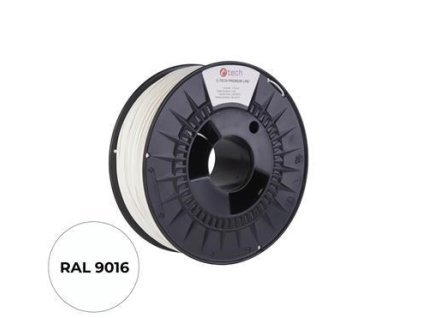 C-TECH Tisková struna (filament) PREMIUM LINE, PLA, dopravní bílá, RAL9016, 1,75mm, 1kg 3DF-P-PLA1.75-9016