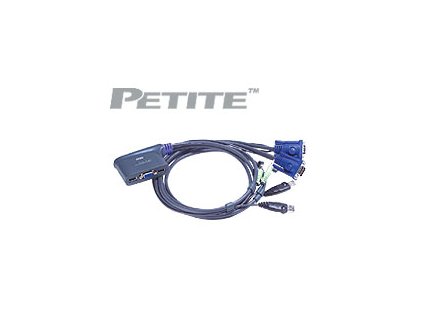 ATEN KVM prepínač 2-portový VGA KVMP USB2.0, mini, audio, 1,8 m káble CS-62U
