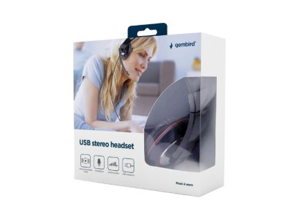 GEMBIRD MHS-U-001, Slúchadlá USB, čierne MHS-U-001