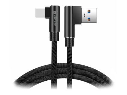 Swissten textilní datový kabel Arcade USB / USB-C 1,2 M /L konektory/ Černý 71528000