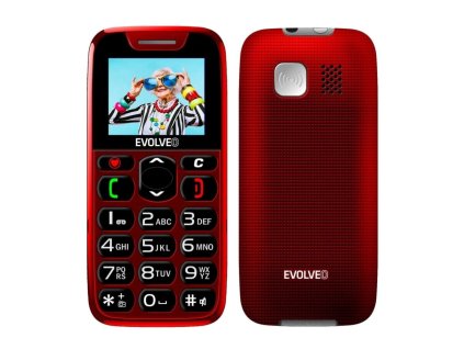 EVOLVEO EasyPhone, mobilní telefon pro seniory s nabíjecím stojánkem, červená EP-501-RD