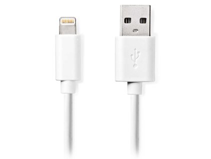NEDIS synchronizační a nabíjecí kabel/ Apple Lightning 8-pin zástrčka - USB A zástrčka/ bílý/ bulk/ 1m CCGL39300WT10