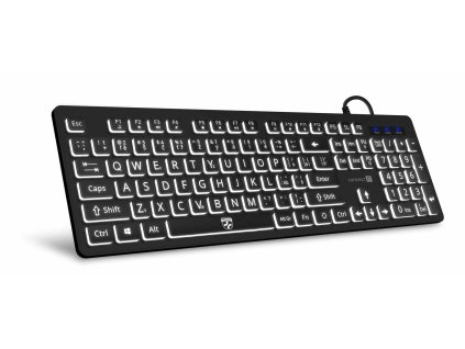 CONNECT IT Klávesnice FOR HEALTH LargeFont ergonomická klávesnice s velkým fontem, drátová, membránová, CZ + SK, černá CKB-7100-CS