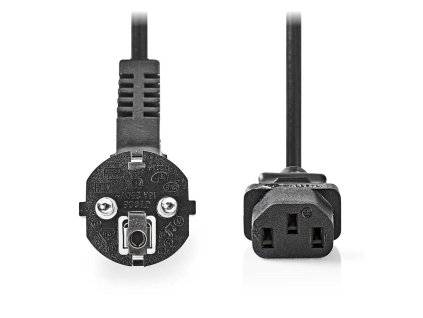 NEDIS napájecí kabel/ Typ F zástrčka - IEC-320-C13/ přímý/ úhlový/ černý/ bulk/ 2m CEGL10000BK20