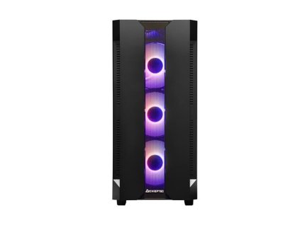 CHIEFTEC Miditower Gaming HUNTER, čierny, 4x RGB Rainbow Fan, 2 x USB 3.0, bočné sklo GS-01B-OP