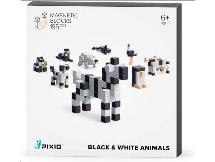 PIXIO Black & White Animals magnetická stavebnice 30102