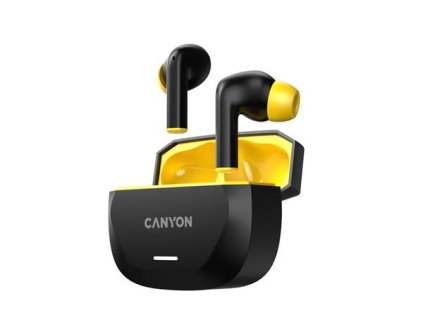 Canyon Hexagon 7, True Wireless Stereo Bluetooth 5.4 slúchadlá do uší. ANC, ENC funkcie, výdrž 27 hod, žlto-čierne CNS-TWS7BY