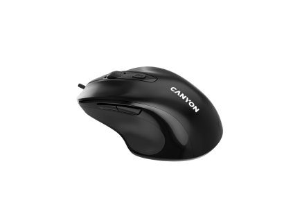 Canyon M-6, optická myš, USB, 3200 dpi, 6 tlačidiel, ergonomická, 1,5m kábel, výdrž 3 mil kliknutí, čierna CNE-CMS6