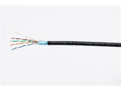 FTP kabel LYNX Cat5E, drát, venkovní PE, černý, 305m LX-SLD-FTP5E-OUT-BK