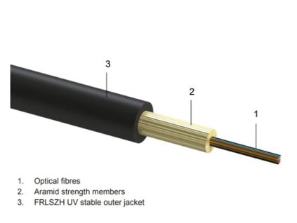 Optický kabel DROP FTTx SM 4x9/125, OS2 G.657A1, TB, LSOH, Eca, čierny, 1000m 7045