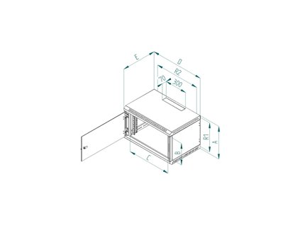 Nástenný rozvádzač jednodielny 12U/395mm plech.dvere RBA-12-CS4-CAX-A1