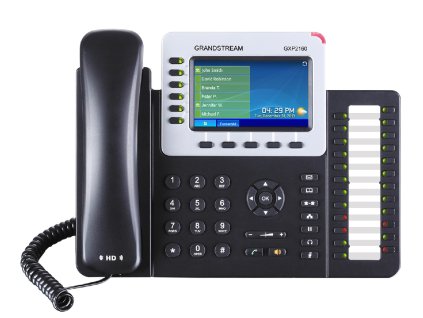 Grandstream GXP2160, 4,3'' TFT bar. displej, 6 SIP účtov, 5 prog. hr., 24 BLF, BT, dual Gbit port, PoE GXP2160