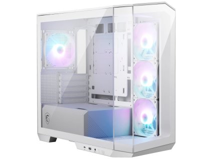 POUŽITÉ - MSI skříň MAG PANO M100R PZ White/ bez zdroje/ levé a přední sklo/ 4x 120 mm A-RGB fan/ 1x USB-C/ 1x USB3.2/ ...