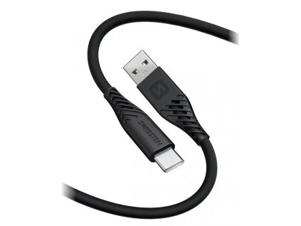 Swissten Datový kabel SOFT SILICONE USB / USB-C 1,5 M 60W ČERNÝ 71531010