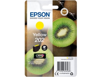 EPSON ink Yellow 202 Premium - singlepack, 4,1ml, 300s, štandard C13T02F44010