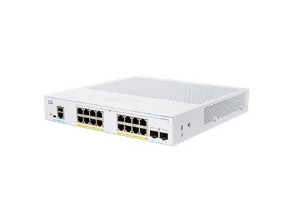 Cisco switch CBS250-16P-2G-UK (16xGbE,2xSFP,16xPoE+,120W,fanless) - REFRESH CBS250-16P-2G-UK-RF