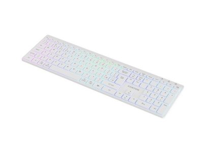 Canyon HKB-11, 2v1 bezdrôtová klávesnica, vodeodolná, 12 multimed. kláves, RGB podsv, plnoh. veľkosť, štíhla, US, biela CNS-HBTK11W