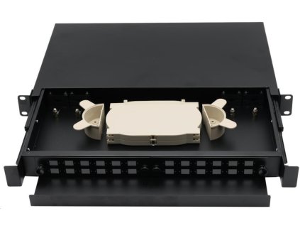 Rozvaděč, 19", optický, 1U, 24× SC simlex nebo 24× LC duplex, výsuvný, černý ORP33-24A-SC