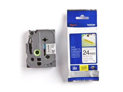 páska BROTHER TZS251 čierne písmo, biela páska extra lepivá ADHESIVE Tape (24mm) TZES251