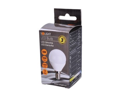 Solight LED žiarovka, miniglobe, 8W, E14, 3000K, 720lm, biele prevedenie WZ425-1