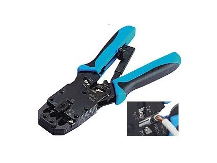 Kleště krimpovací PROFI s ráčnou pro konektory RJ10, RJ11, RJ12, RJ45, DEC s odizolovávačem HT-2008AR